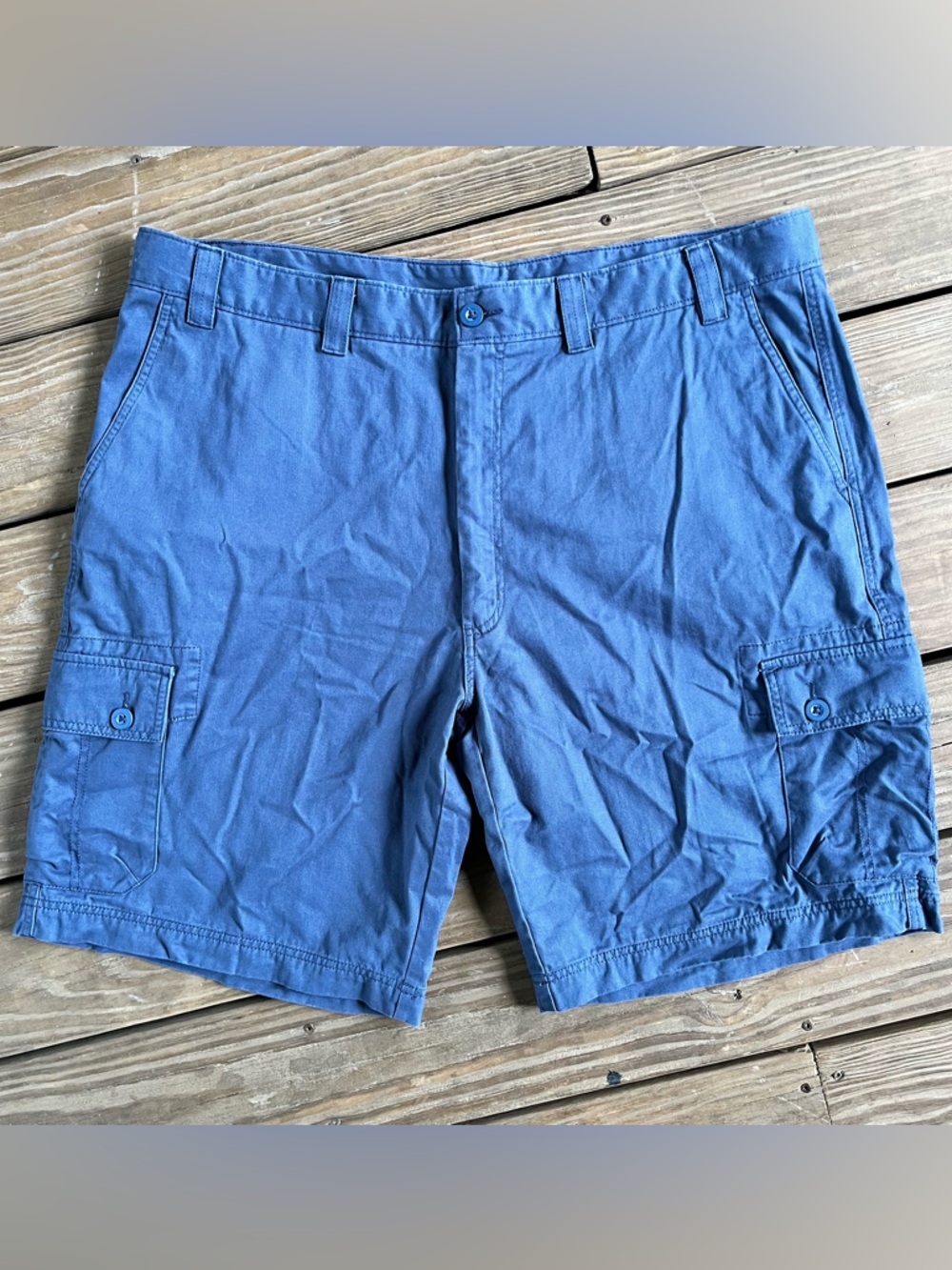 44W Roundtree & Yorke Cargo Casuals. Flat front. Nantucket blue. EUC. Cotton.